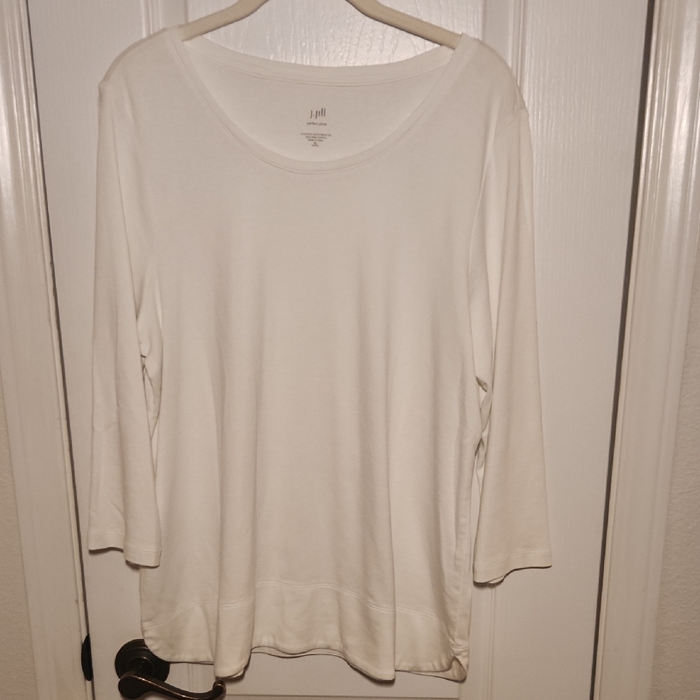 J. Jill Women's White Long Sleeve Top, Size XLpetite